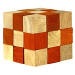 Łamigłówka drewniana kostka 45 mm (pomarańczowa)