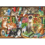 Puzzle 1000 el. Koty w książkach