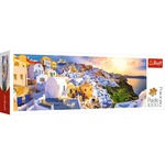 Puzzle 1000 elementów Panorama Zachód słońca na Santorini, Grecja