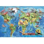 Puzzle 150 el. Mapa świata dla dzieci (Dinozaury)