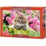 Puzzle 500 elementów - Kociak w kwiecistym ogrodzie