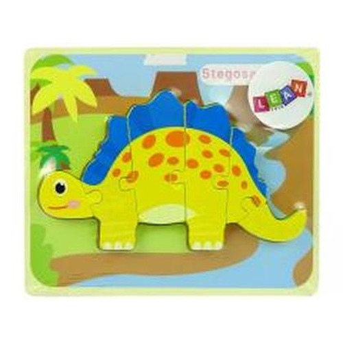 Drewniane puzzle Dinozaur Stegosaurus żółty