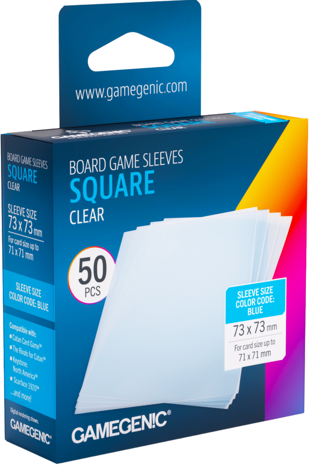 Gamegenic: Board Game Sleeves - Square (73x73 mm) - Clear - 50 sztuk
