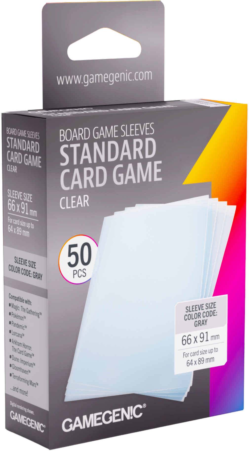Gamegenic: Board Game Sleeves - Standard (66x91 mm) - Clear - 50 sztuk