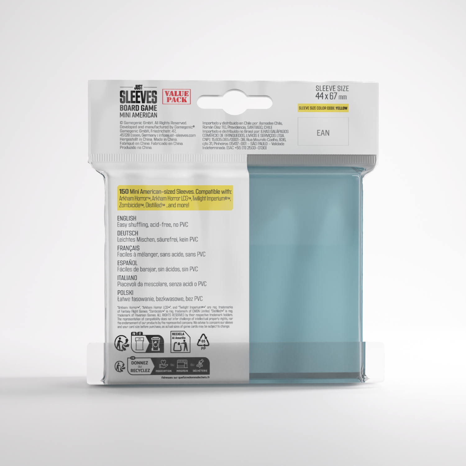 Gamegenic: Just Sleeves - Board Game Sleeves (44 x 67 mm) 150 sztuk, Clear