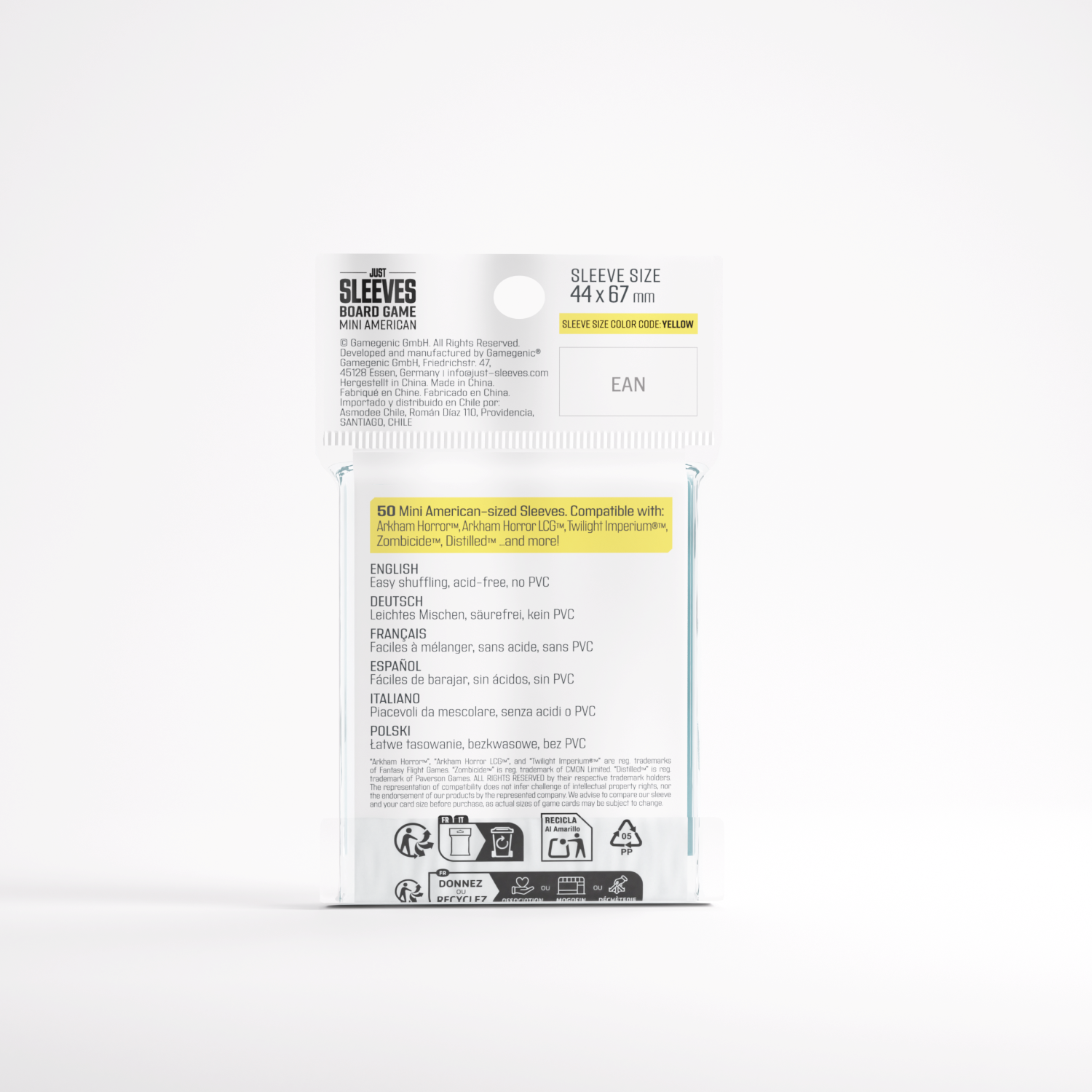 Gamegenic: Just Sleeves - Board Game Sleeves (44 x 67 mm) 50 sztuk, Clear