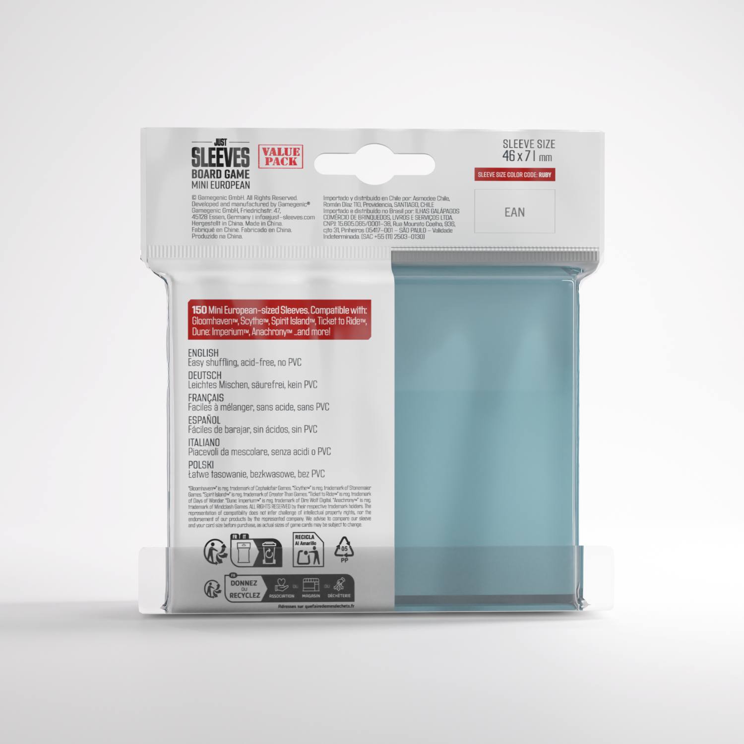 Gamegenic: Just Sleeves - Board Game Sleeves (46 x 71 mm) 150 sztuk, Clear