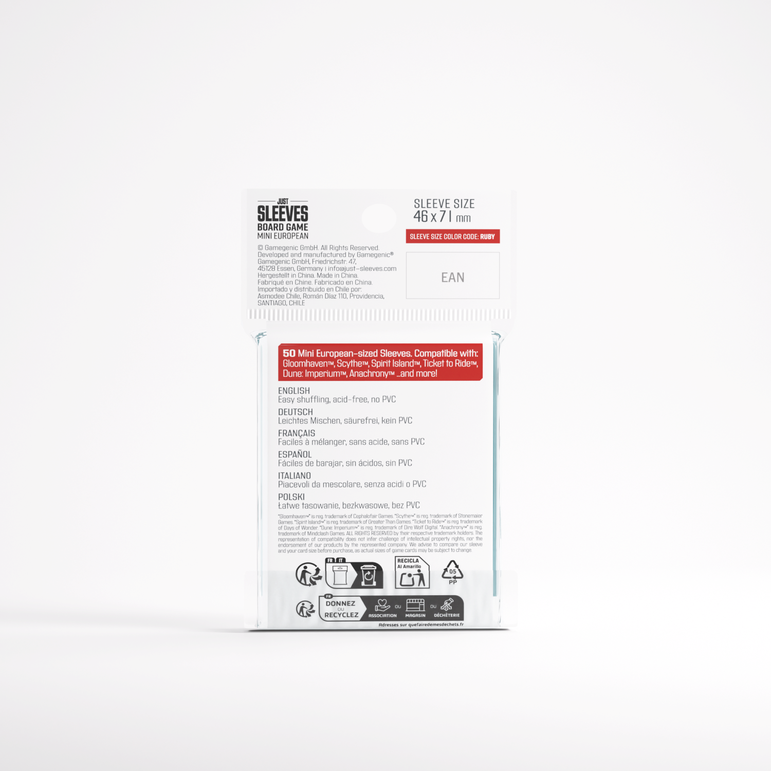 Gamegenic: Just Sleeves - Board Game Sleeves (46 x 71 mm) 50 sztuk, Clear