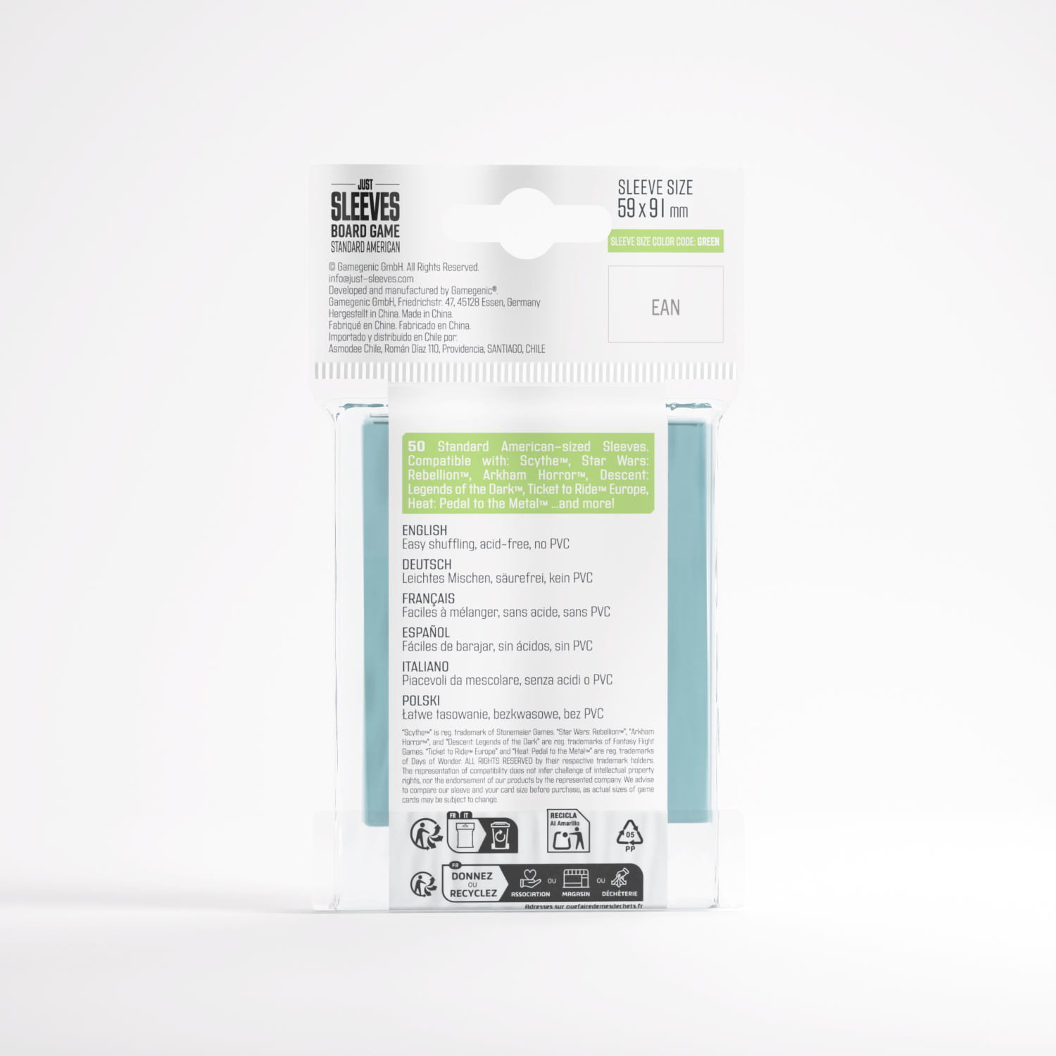 Gamegenic: Just Sleeves - Board Game Sleeves (59 x 91 mm) 50 sztuk, Clear