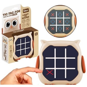 Gra 3w1 Kółko i Krzyżyk memory sowa beżowa