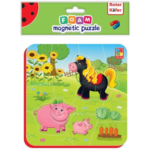 Piankowe puzzle magnetyczne: Zwierzęta na farmie