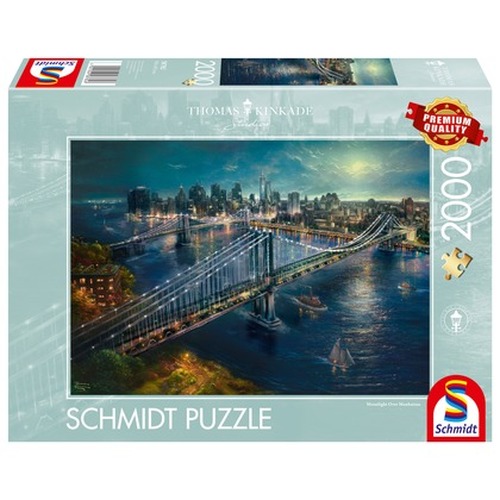 PQ Puzzle 2000 el. THOMAS KINKADE Światło księżyca nad Manhattanem / Nowy Jork / USA