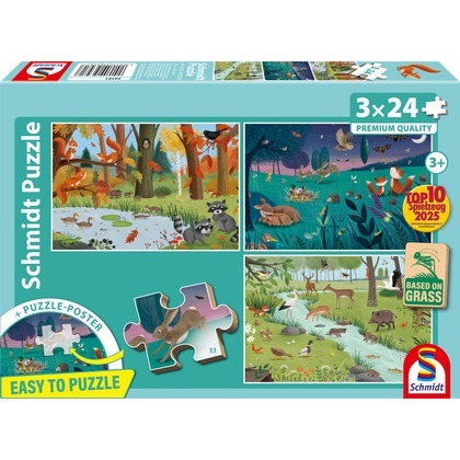 PQ Puzzle 3 x 24 el. Leśne zwierzęta