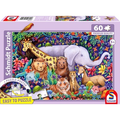 PQ Puzzle 60 el. Kolorowy świat zwierząt