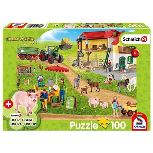 Puzzle 100 el. SCHLEICH Ekologiczna żywność + figurka