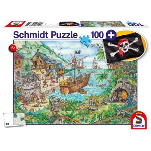 Puzzle 100 el. Zatoka piratów + flaga