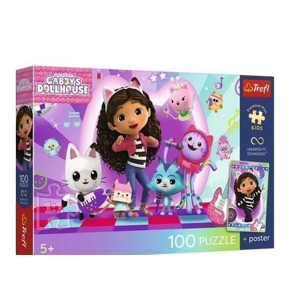 Puzzle 100 Koci Domek Gabi + plakat TREFL