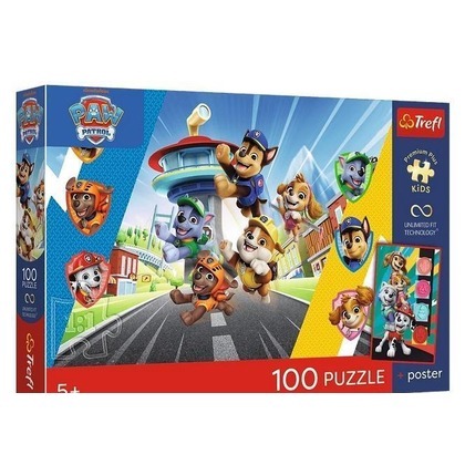 Puzzle 100 Psi Patrol Psia przygoda + plakat