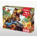 Puzzle 100 Tyranozaur w jeepie Grałamigłówka