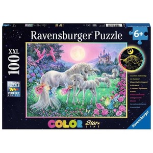 Puzzle 100 świecące - Jednorożce w blasku księżyca