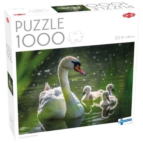 Puzzle 1000 Łabędź na jeziorze z dziećmi