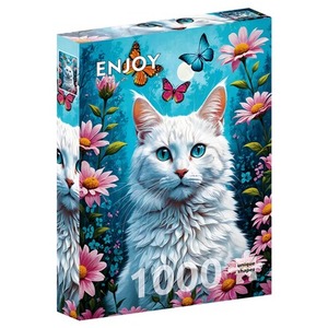 Puzzle 1000 el. Biały kot