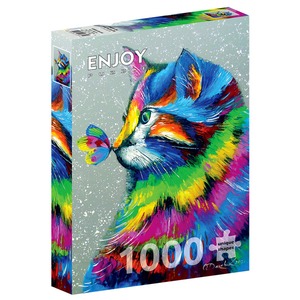 Puzzle 1000 el. Kot i motyl