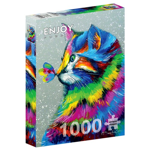 Puzzle 1000 el. Kot i motyl