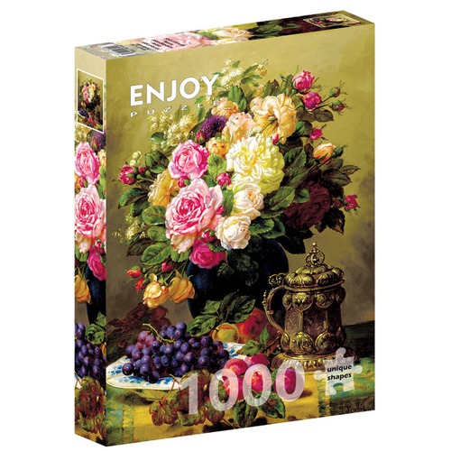 Puzzle 1000 el. Martwa natura z różami, Jean-Baptiste Robie