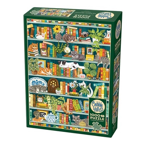 Puzzle 1000 el. Miejsce dla książek i kotów