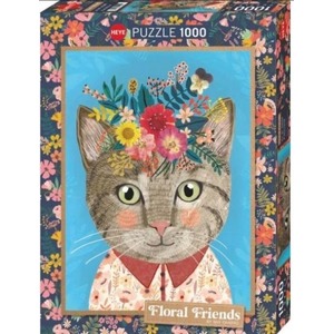 Puzzle 1000 Floral Friends, Kotek z kwiatami