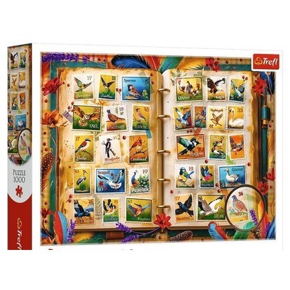 Puzzle 1000 Kolekcja znaczków - atlas ptaków TREFL