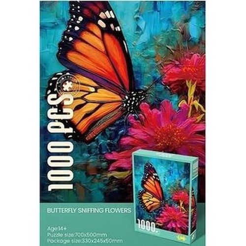 Puzzle 1000 motyl na kwiatach
