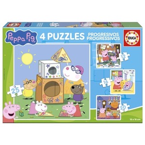 Puzzle 12 el. + 16 el. + 20 el. + 25 el. Świnka Peppa