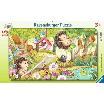 Puzzle 15 Garden Animal Getaway Frame