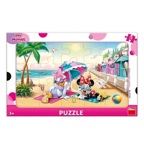 Puzzle 15 ramkowe Myszka Minnie Na plaży