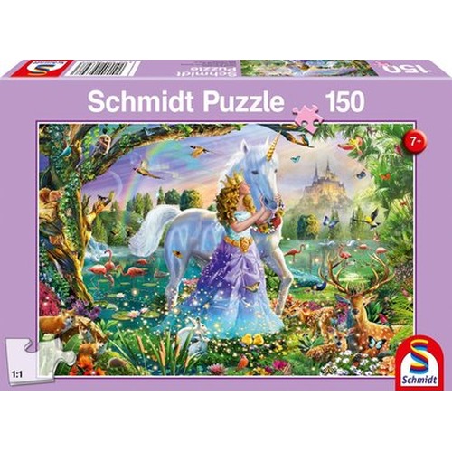 Puzzle 150 el. Księżniczka, jednorożec i zamek