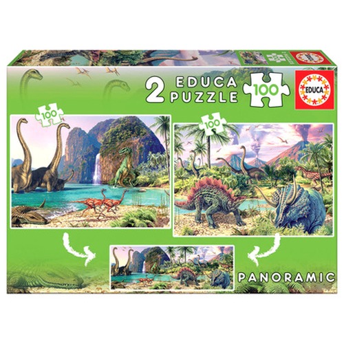 Puzzle 2 x 100 el. Dinozaury (panorama)