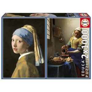 Puzzle 2 x 1000 el. Dziewczyna z perłą / Mleczarka, Johannes Vermeer