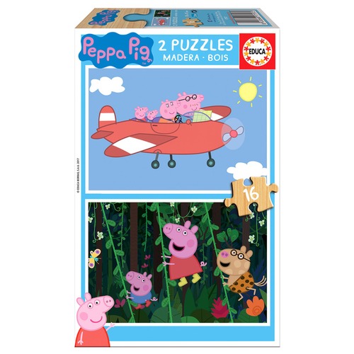 Puzzle 2 x 16 el. Świnka Peppa (drewniane)