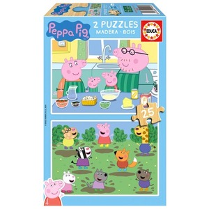 Puzzle 2 x 25 el. Świnka Peppa (drewno)