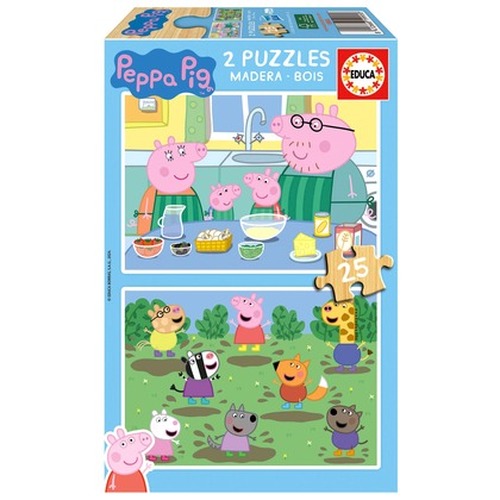 Puzzle 2 x 25 el. Świnka Peppa (drewno)