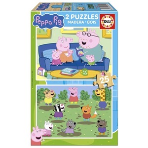 Puzzle 2 x 25 el. Świnka Peppa (drewno)