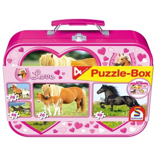 Puzzle 2 x 26 el. + 2 x 48 el. W WALIZCE Love / Konie