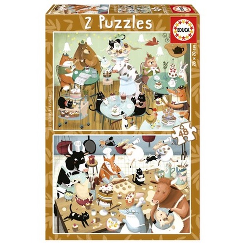 Puzzle 2 x 48 el. Leśne opowieści