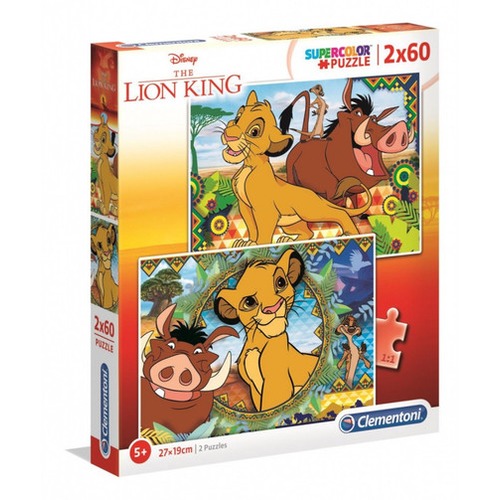 Puzzle 2 x 60 elementów Super Kolor Król Lew