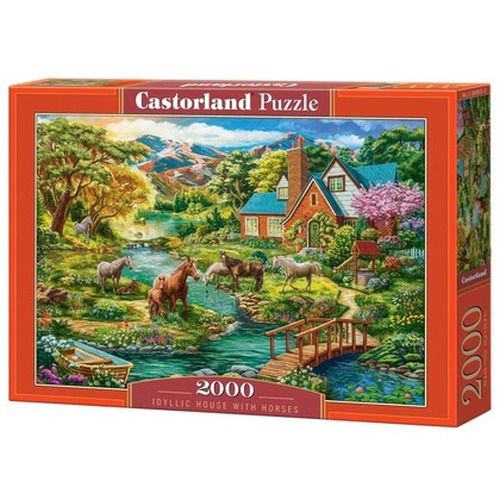 Puzzle 2000 Idyllic House with Horses CASTOR