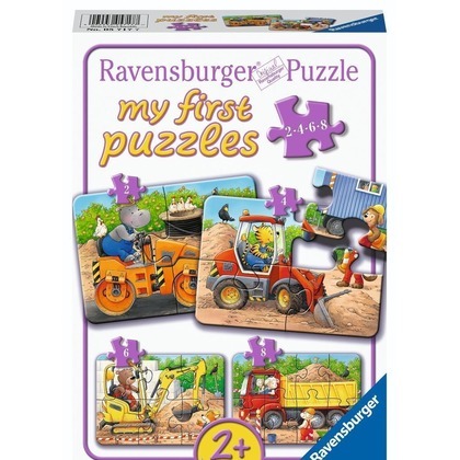 Puzzle 2/4/6/8 Construction Site Animals