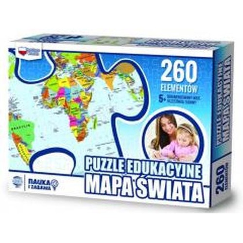 Puzzle 260 edukacyjne Mapa świata