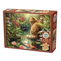 Puzzle 275 el. XL Ryby Koi, kot i krasnal